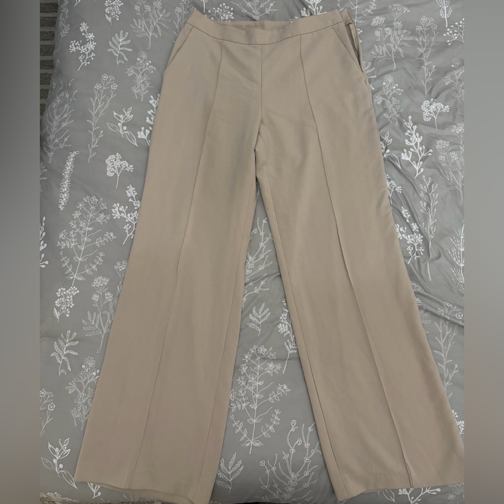 Elie Tahari Taupe Wide-Leg High-Rise Trousers